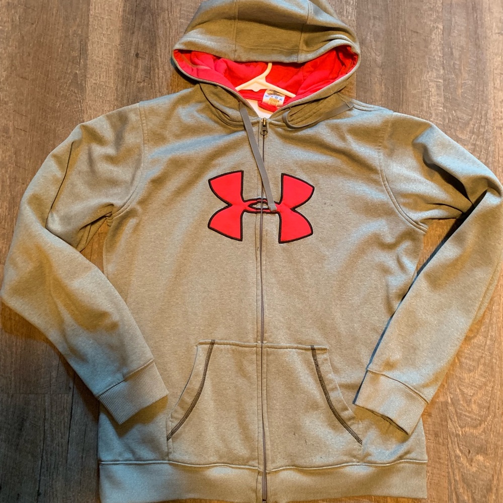 Grey and Pink Under Armor Zip up